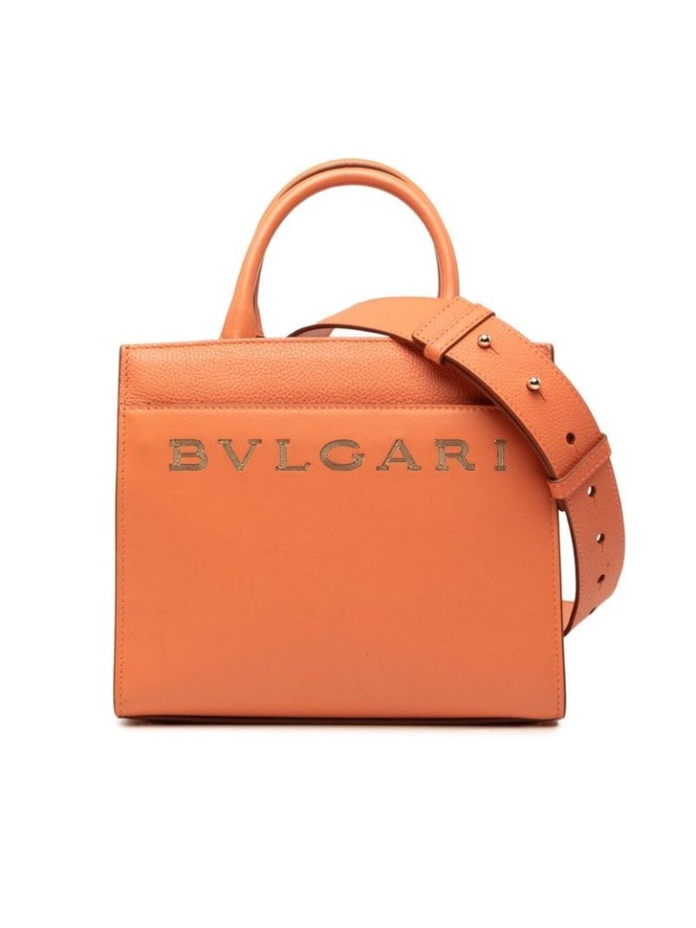Bvlgari Logo 2-Way Shoulder Bag Orange Leather